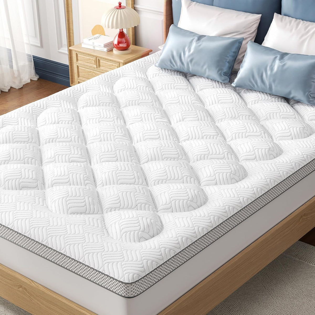 3 Inch Thick Queen Mattress Topper, Viscose Derived from Bamboo