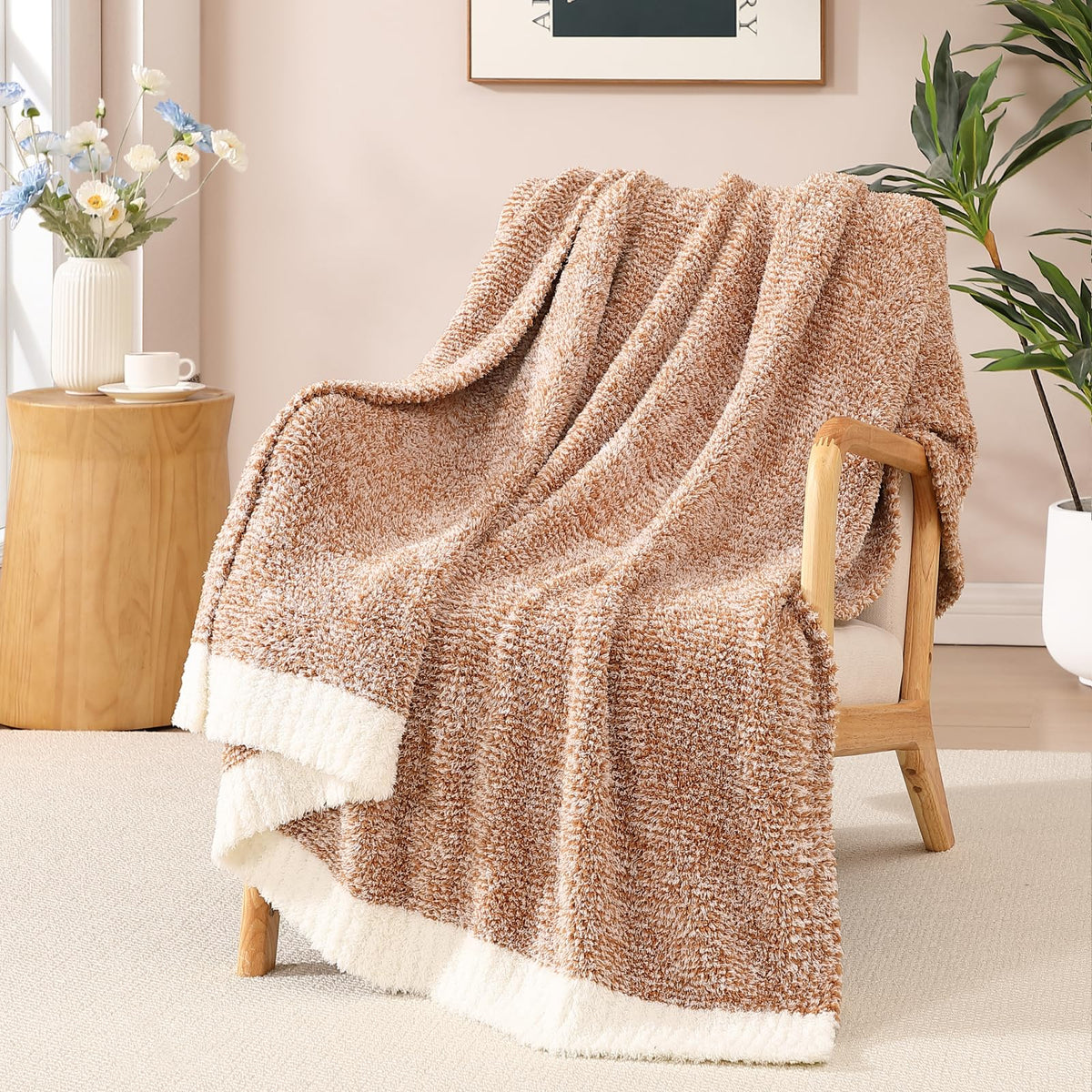 WRENSONGE Soft Checkered Throw Blanket for Couch-Cozy Fall Knitted Blankets