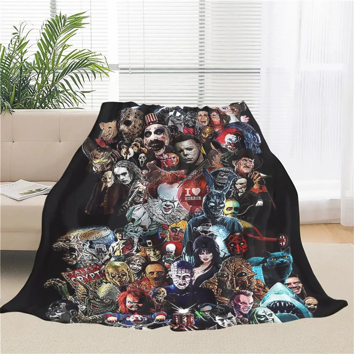 Halloween Blanket No You Hang Up Horror Movie Character Blanket Gift Serial Killers Blanket Spooky Season Couch Bed Sofa Soft Lightweight Warm Cozy Flannel Fleece Bed Blanket Microfiber Furry horror  blanket Thin-style air conditioning blanket
