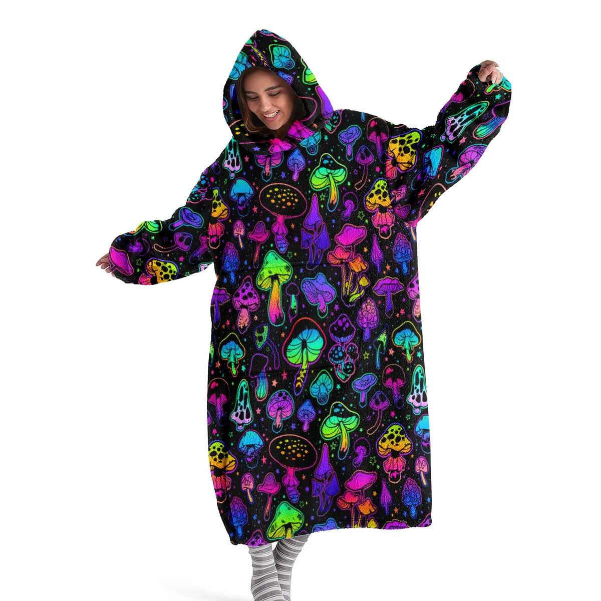 hoodie blanket，Wearable Blanket，Hooded Blanket Sweatshirt, Wearable Blanket, Winter Homewear with Hood, Unisex, Modern Mushroom Design, Perfect Gift，Christmas Gift,Valentine's Day gift