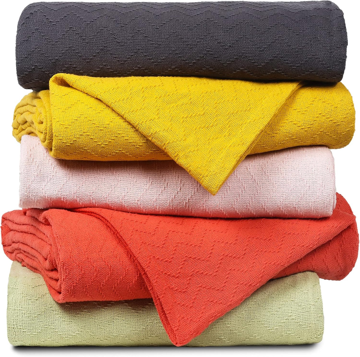BELIZZI Home 100% Cotton Bed Blanket, Breathable Thermal Blanket Twin Size, Soft Chevron Thermal Blanket 60"x90", Cotton Bed Blanket, Perfect for Layering Any Bed for All Season, Pink