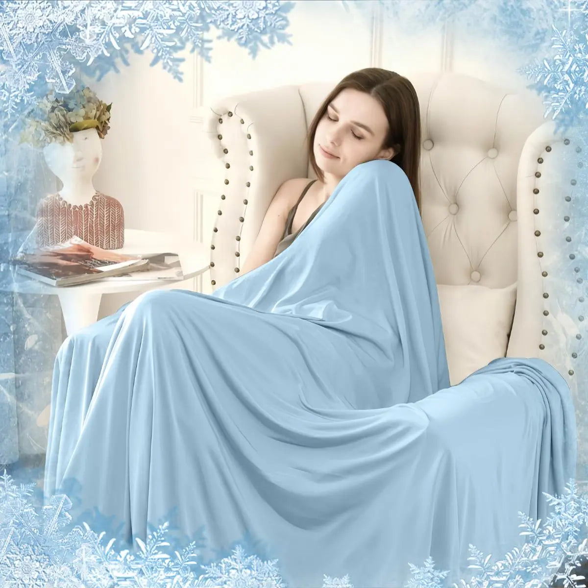 Reversible Cooling Blanket for Hot Sleepers, 0.43 Q-max Cold Touch, Lightweight Ultra-Thin Summer Throw Blanket, Soft Cool Blanket for Bed, Sofa, Travel, Dorm, Office, Gift for Women Men, Soft Comfy Blanket, Cooling Throw Blankets