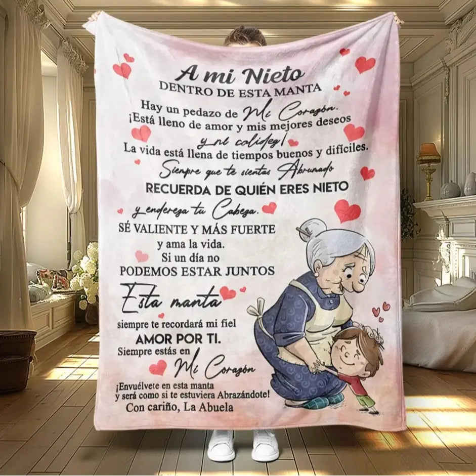 A Spanish letter: papa gives a blanket to his daughter, papa & mama give Birthday gift for son & daughter. A soft and comfortable flannel blanket, perfect for various occasions, a Valentine's Day gift.Easter Gifts for Kids