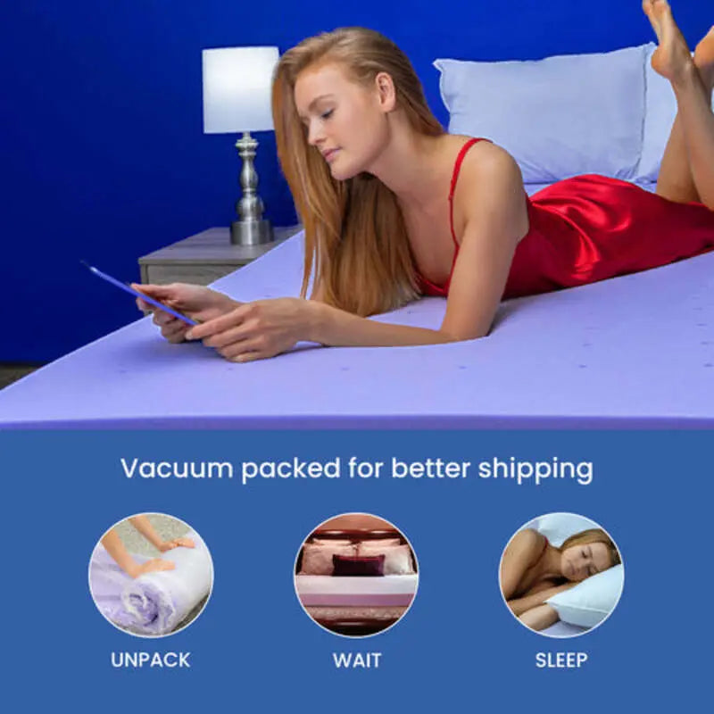 Deco Home Extra Soft Bedding Mattress Topper - Queen Size, 79 x 59 x 3 in Memory Foam, Lavender-Infused, Ventilated Design, Vacuum Sealed, Helps Protect Mattress