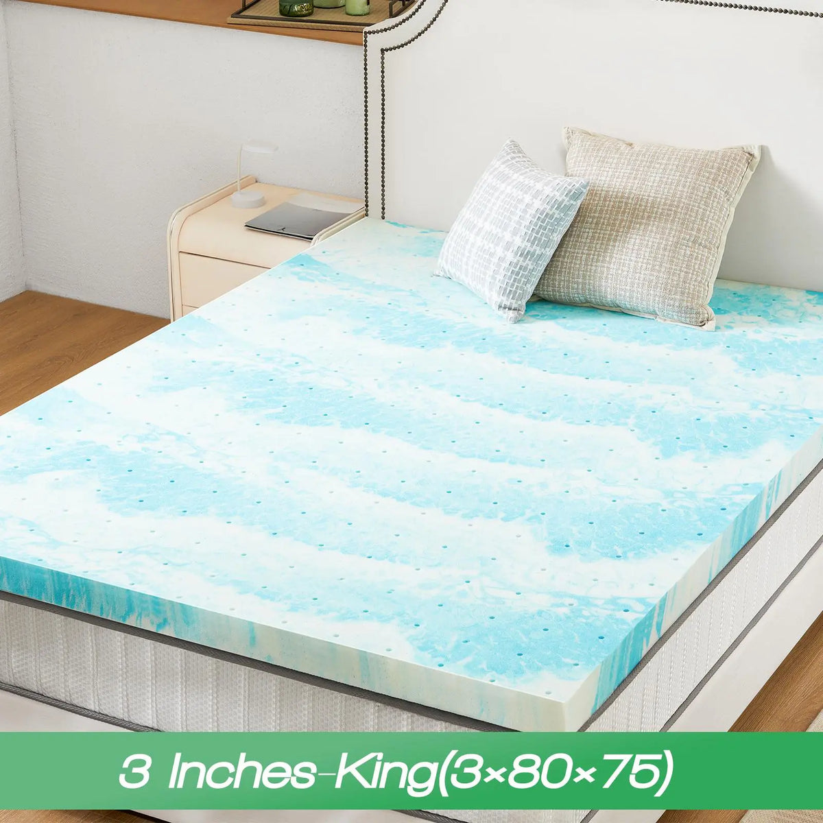 Soft Cooling Gel Swirl Infused Memory Foam Mattress Topper - Breathable Memory Foam Cushioning Bedding, Ideal Gift for Cozy Sleep