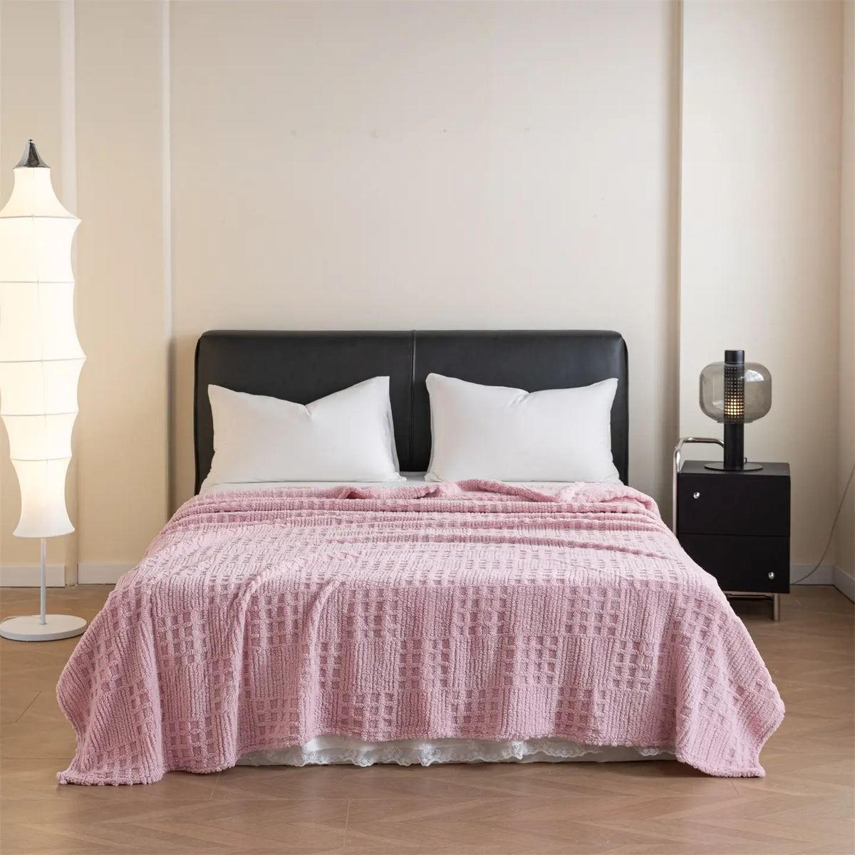 Taffeta Velvet Solid Color Waffle Jacquard Soft Warm Throw Bedroom Blanket, Cozy Throw Blankets, Moisture-Wicking, Cloud-Like Touch, Ideal for Naps, Cozy and Comfortable