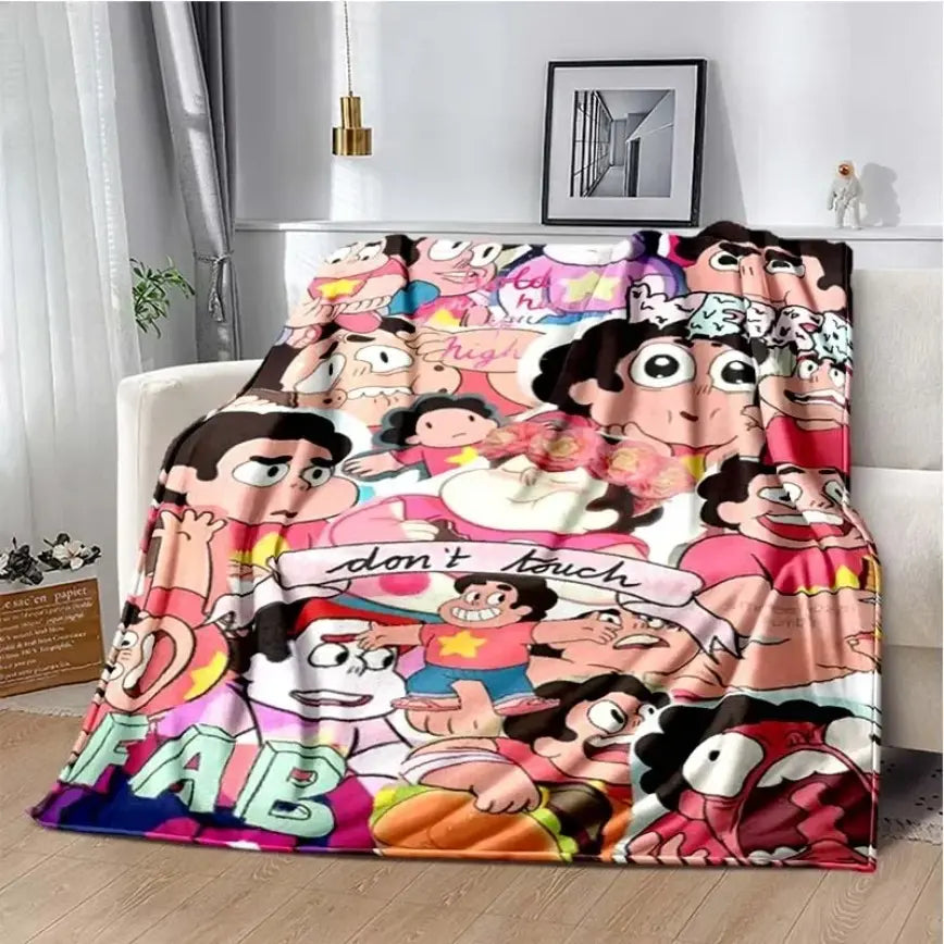 Steven Universe Crystal Gems Aesthetic Ultra-Soft Flannel Blanket, Easy Care, Wrinkle Resistant, Cozy Warm Throw for Bedroom Couch, Perfect Birthday Christmas Gift for Kids, Viral Trending Decor