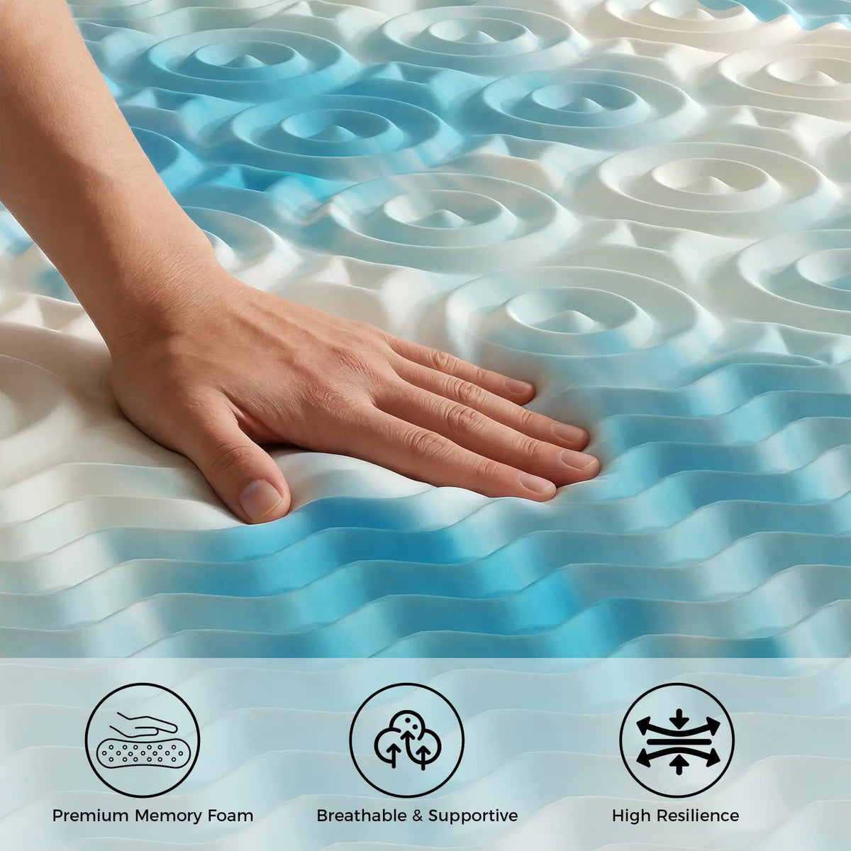 Sweetcrispy Zoned Supportive Full Size Gel-Infused 5-Zone Cooling Memory Foam Mattress Topper, CertiPUR US Certified, Ventilated, Pain Relief, Compatible for RV Sleeper Sofa & Camper