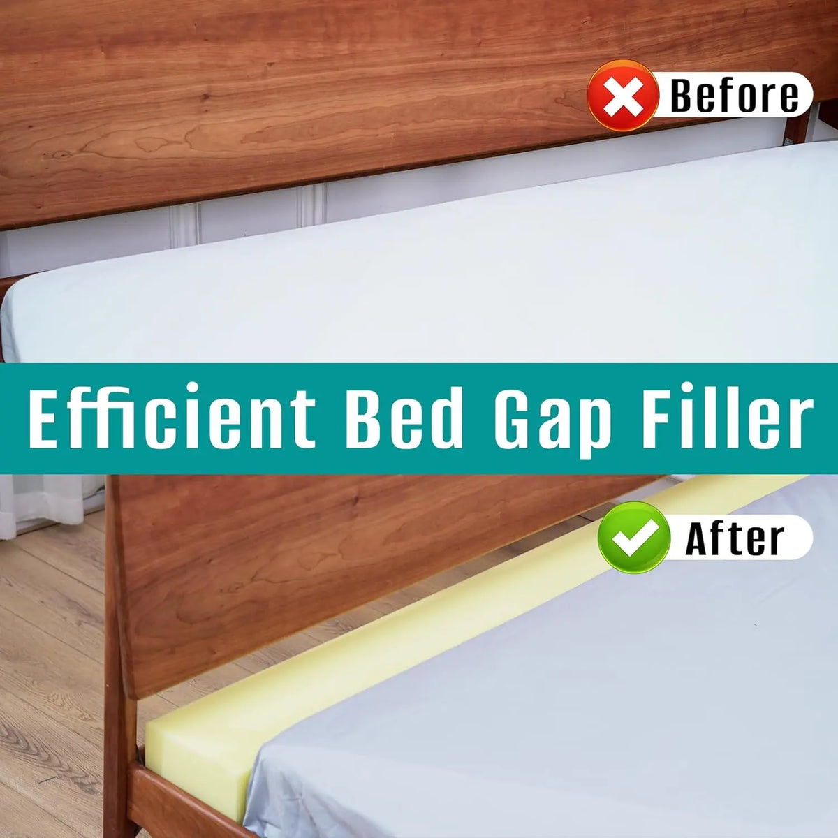 Bed Gap Filler, High Density Foam Mattress Extender for Headboard/Wall Gaps,2-Meter Long Cut-to-Fit Yellow Foam Sponge Strip (78''x4''x2'')