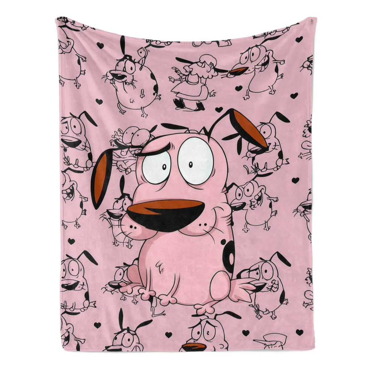 Courage The Cowardly Dog Pink Cartoon Blanket, Soft Lightweight Plush Portable Sofa Cover, Unique Warm Gift for Birthday Christmas (Weird-Taste Matching Non-Basic Cartoon Blanket), Blankets