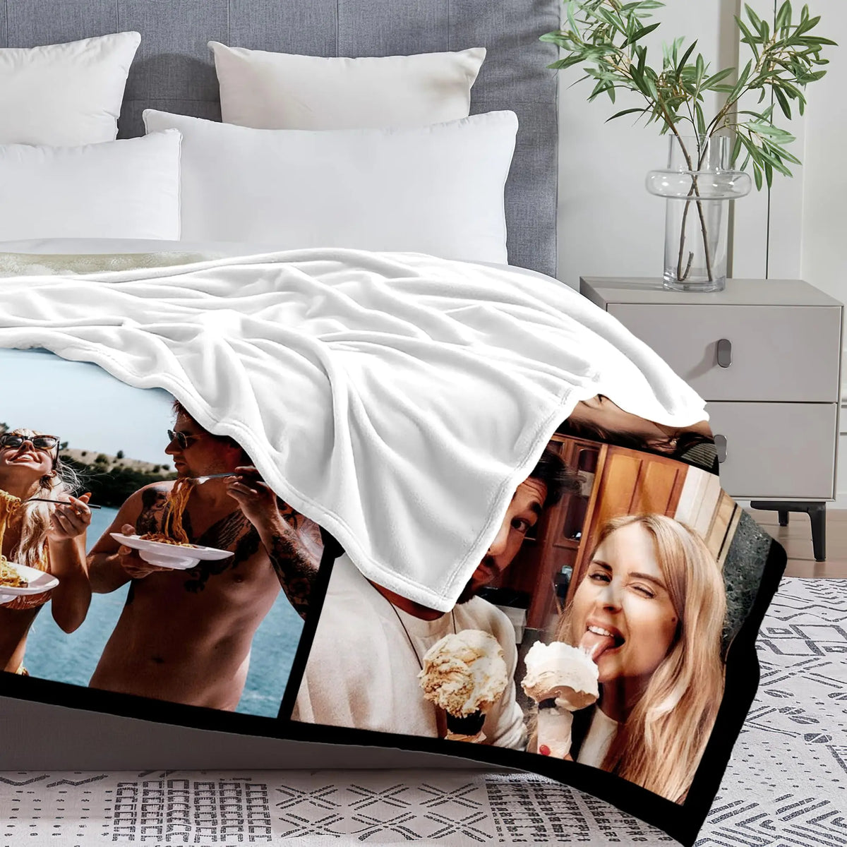 BARLEY ONE Click “Shop Chat”, Send Photos, Custom Photo Blanket with Text, Fast Next Day Shipping, Personalized Pictures Flannel Throw, Blanket for Husband, Wife, Boyfriend, Girlfriend, Perfect Valentine's Day, Birthday, Mother's Day Gift