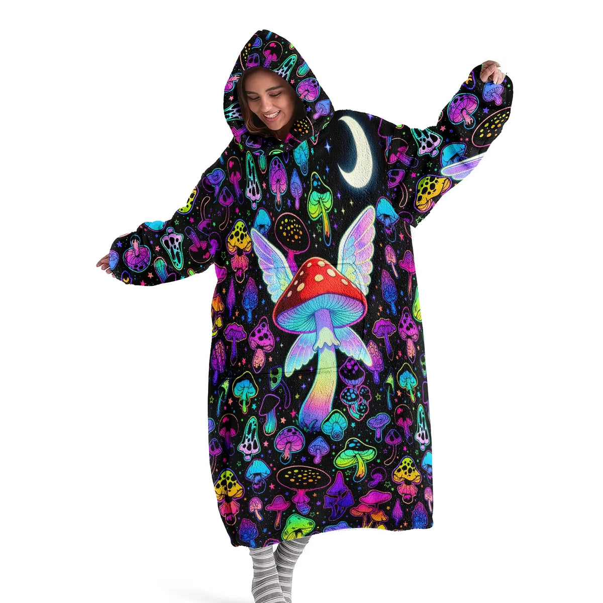 hoodie blanket，Wearable Blanket，Hooded Blanket Sweatshirt, Wearable Blanket, Winter Homewear with Hood, Unisex, Modern Mushroom Design, Perfect Gift，Christmas Gift,Valentine's Day gift