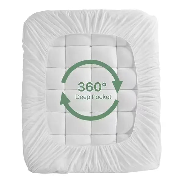 Bamboo Thick Mattress Topper, Breathable Bamboo Fiber & Microfiber Fill, Supportive Bedding Mattress Pad for Home Hotel Dorm with 8-21" Deep Pocket