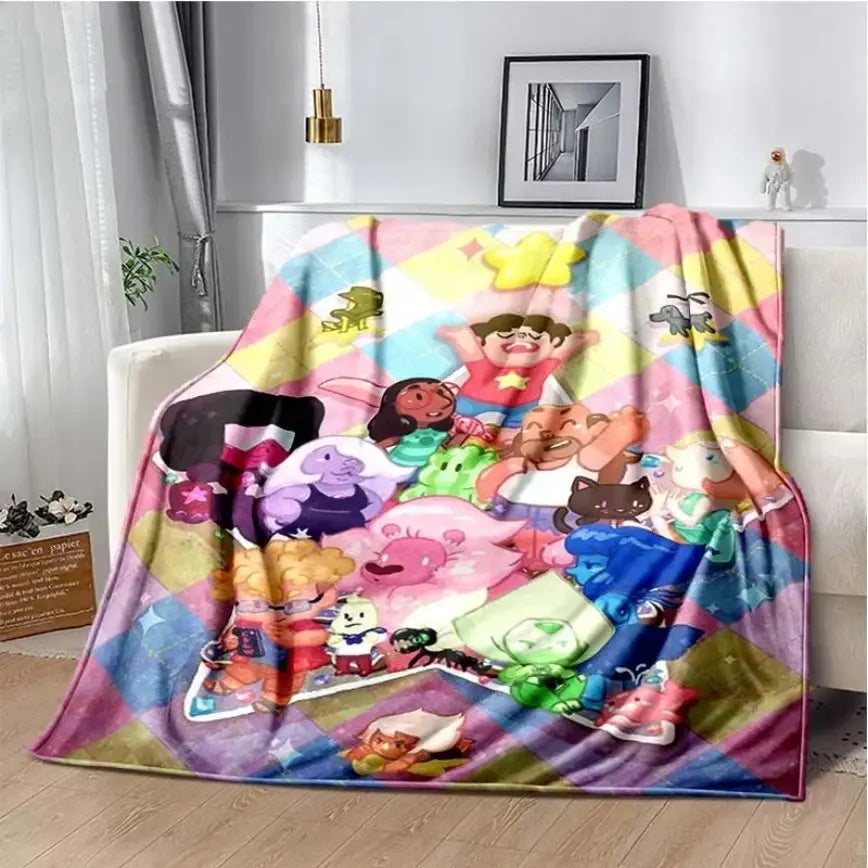 Steven Universe Crystal Gems Aesthetic Ultra-Soft Flannel Blanket, Easy Care, Wrinkle Resistant, Cozy Warm Throw for Bedroom Couch, Perfect Birthday Christmas Gift for Kids, Viral Trending Decor