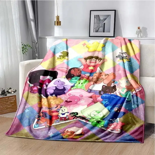 Steven Universe Crystal Gems Aesthetic Ultra-Soft Flannel Blanket, Easy Care, Wrinkle Resistant, Cozy Warm Throw for Bedroom Couch, Perfect Birthday Christmas Gift for Kids, Viral Trending Decor