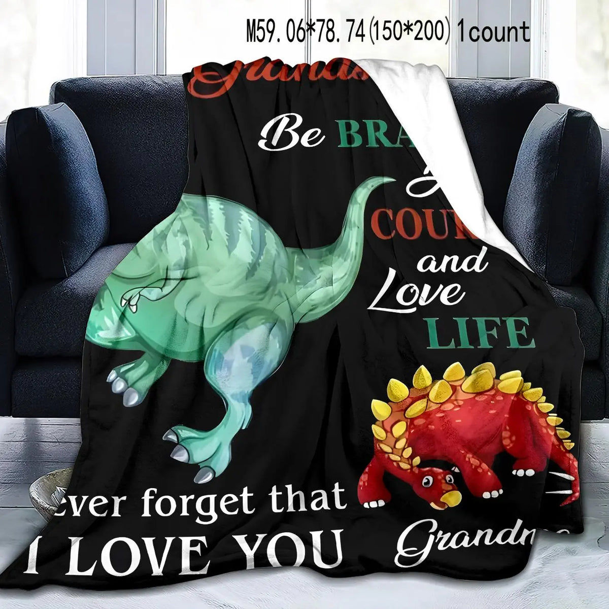 Dinosaur Pattern Blanket, Figure Print Blanket, Soft Throw Blanket, Air-conditioned Room Blanket, Warm Nap Blanket for Home Office Travel, Gift for Grandson