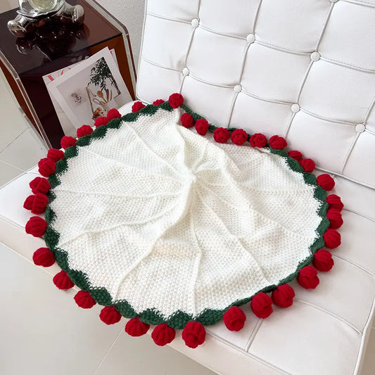 【Graduation Gift】Crochet Flower Bouquet Rose Blanket 2-in-1 Handmade 3D Knitting Round Design 31-62 inch for Mother’s Day Birthdays Anniversary Gifts
