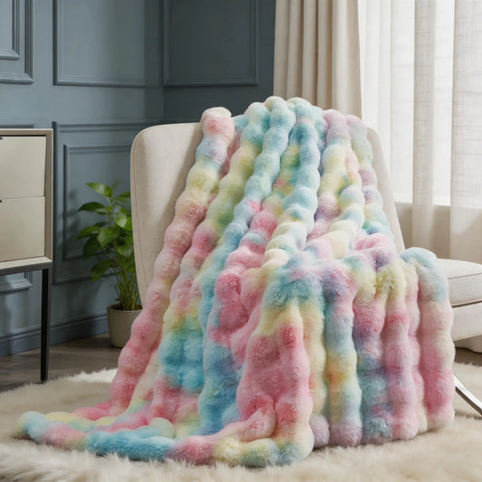 Faux Rabbit Fur Plush Throw Blanket – Ultra Soft Fluffy Cozy Blanket for Couch, Bed & Sofa, Multiple Colors & Sizes Fuzzy Throw Blanket Blankets For Sofa Cozy Home Blankets Cozy Home Blankets Gift Blanket Pink Cozy Blanket Colorful Fuzzy Blanket