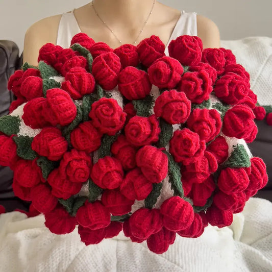 【FallPickDeals】ROSEKIND Handmade Crochet Finished Flower Bouquet Blanket - 2-in-1 Soft Knitted Throw, Room Decor, Unique Decor, Apartment Accessories, Gifts for Women (Gf & Occasion Use)