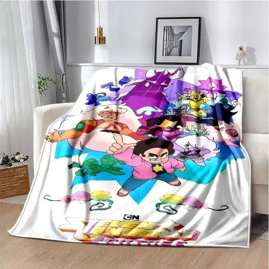 Steven Universe Crystal Gems Aesthetic Ultra-Soft Flannel Blanket, Easy Care, Wrinkle Resistant, Cozy Warm Throw for Bedroom Couch, Perfect Birthday Christmas Gift for Kids, Viral Trending Decor