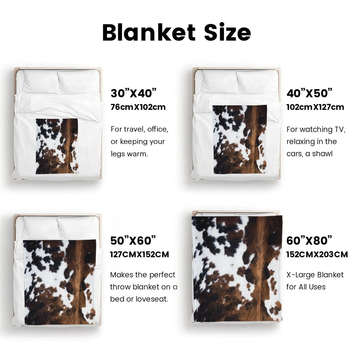 Funny Cow Print Flannel Throw Blanket - Soft Texture, Travel-Ready Throw for Office & Camping, Cozy Bedding, Rustic Living Room Decorations, Room Accessories, Ideal Gift for Women,sohochic