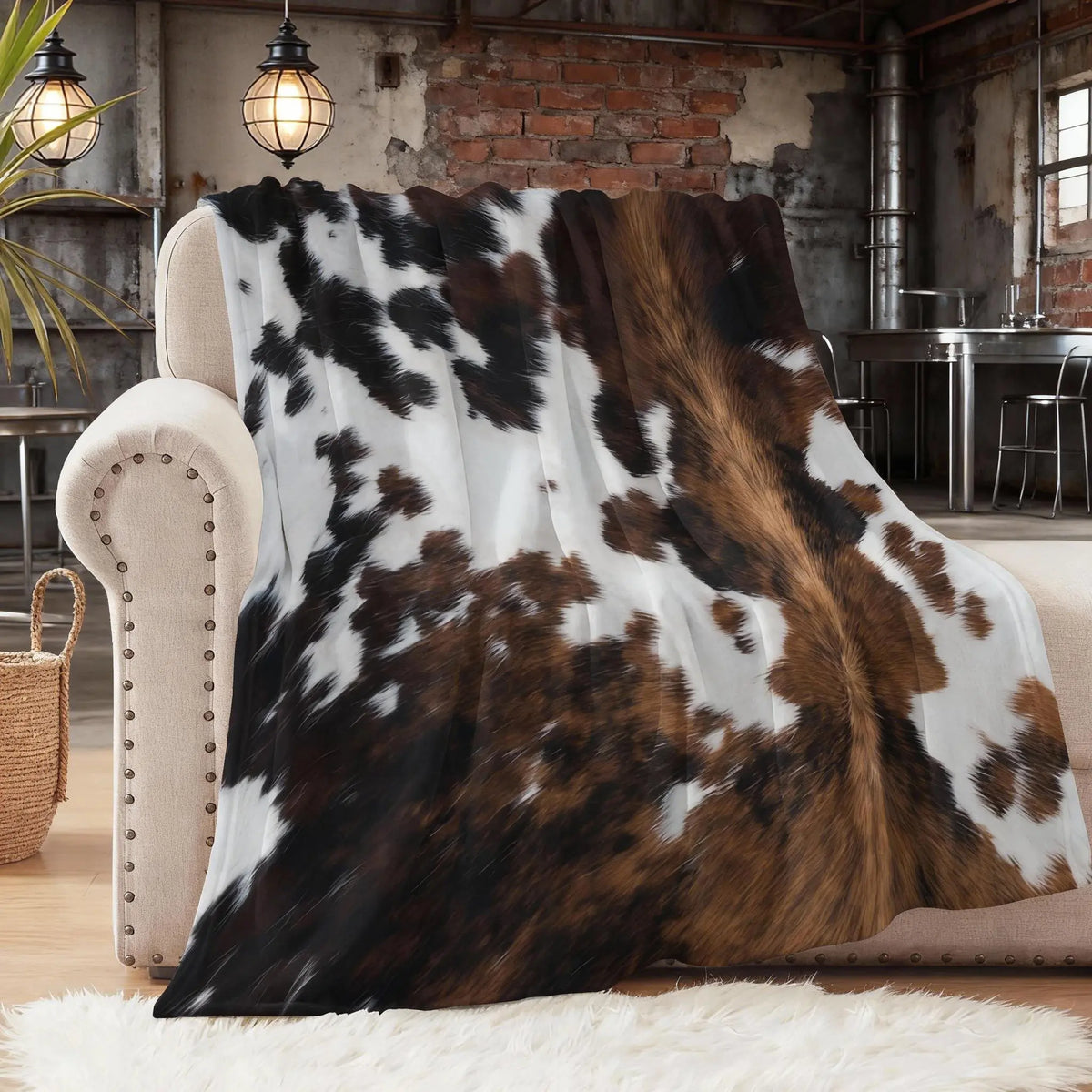 Funny Cow Print Flannel Throw Blanket - Soft Texture, Travel-Ready Throw for Office & Camping, Cozy Bedding, Rustic Living Room Decorations, Room Accessories, Ideal Gift for Women,sohochic